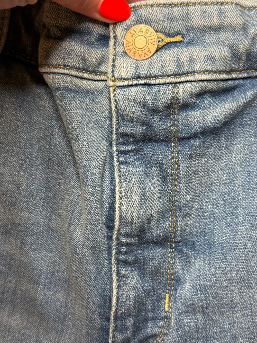 Ava & Viv Light Wash Distressed Raw Hem Flare Jeans Plus Size 20